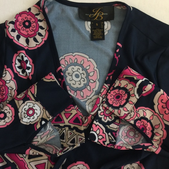  Fun Colorful Navy / Pink Wrap Dress - Picture 7 of 7